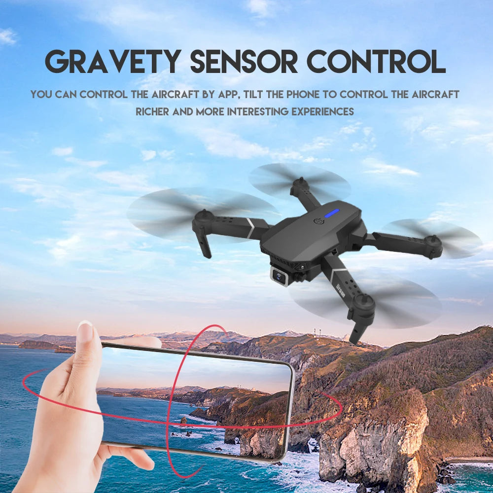 Professional Drone E88 4K Wide-Angle HD 1080P Camera WiFi FPV Height Hold Foldable RC Drone Quadrotor Helicopter Children's Toys