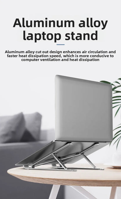 Computer stand, notebook folding, heat dissipation, aluminum alloy bracket, portable storage, lifting laptop stand