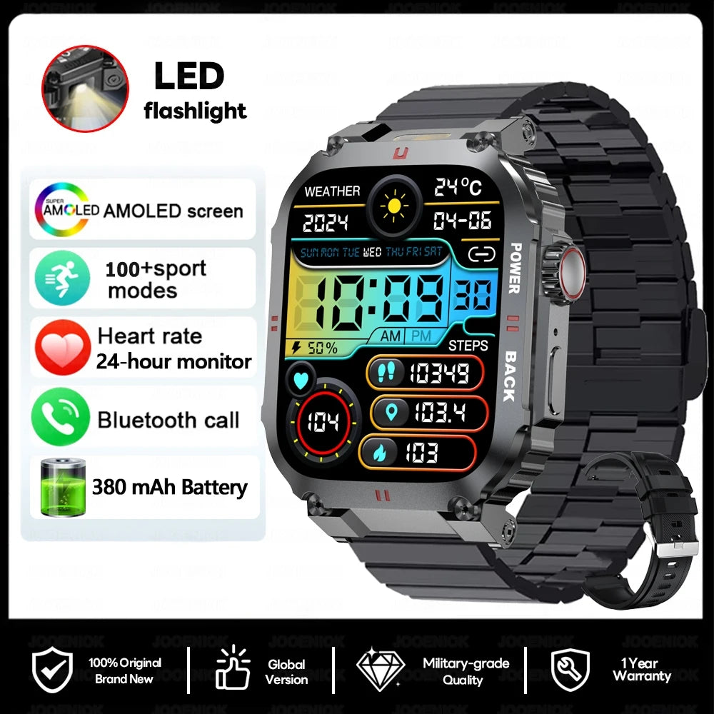 Men's Outdoor Sports Bluetooth Call Smart Watch 1.91 Inch Full Screen Touch Flashlight 110+ Sport Mode Smartwatch 2025 New
