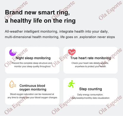 NEW Smart Ring Military Grade Titanium Steel Smart Rings for Women Men Health Monitoring IP68 & 5ATM Waterproof Multi-sport Mode