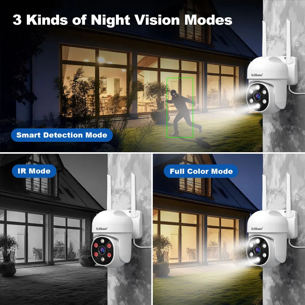 Srihome SH061 Wireless Monitoring Camera PTZ AI 1080P Home Security Camera Night Vision Human Detection Video Surveillance  CCTV