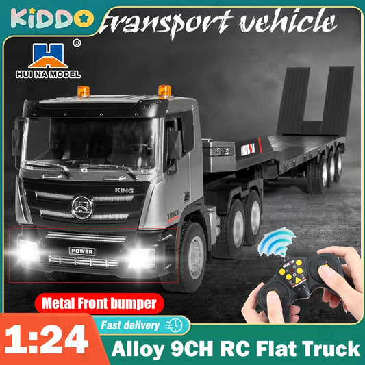 1:24 Huina RC Flat Truck Model 9Channels Alloy Engineer Vehicle 2.4G Remote Control Car Radio Controlled Trailer Christmas Gifts