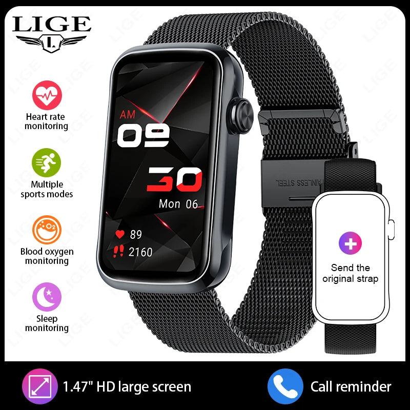 1.47inch Smart Watch Men Women Smart Bracelet Heart Rate Step Count Sports Health Monitoring Waterproof Men's Sports Smart Watch