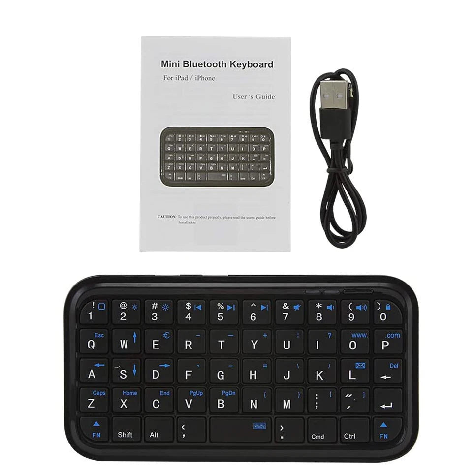 Portable Mini Rechargeable Bluetooth 3.0 Keyboard Slim Type-C Charging Wireless Pocket Keypad 49 Keys for Tablets Smartphones