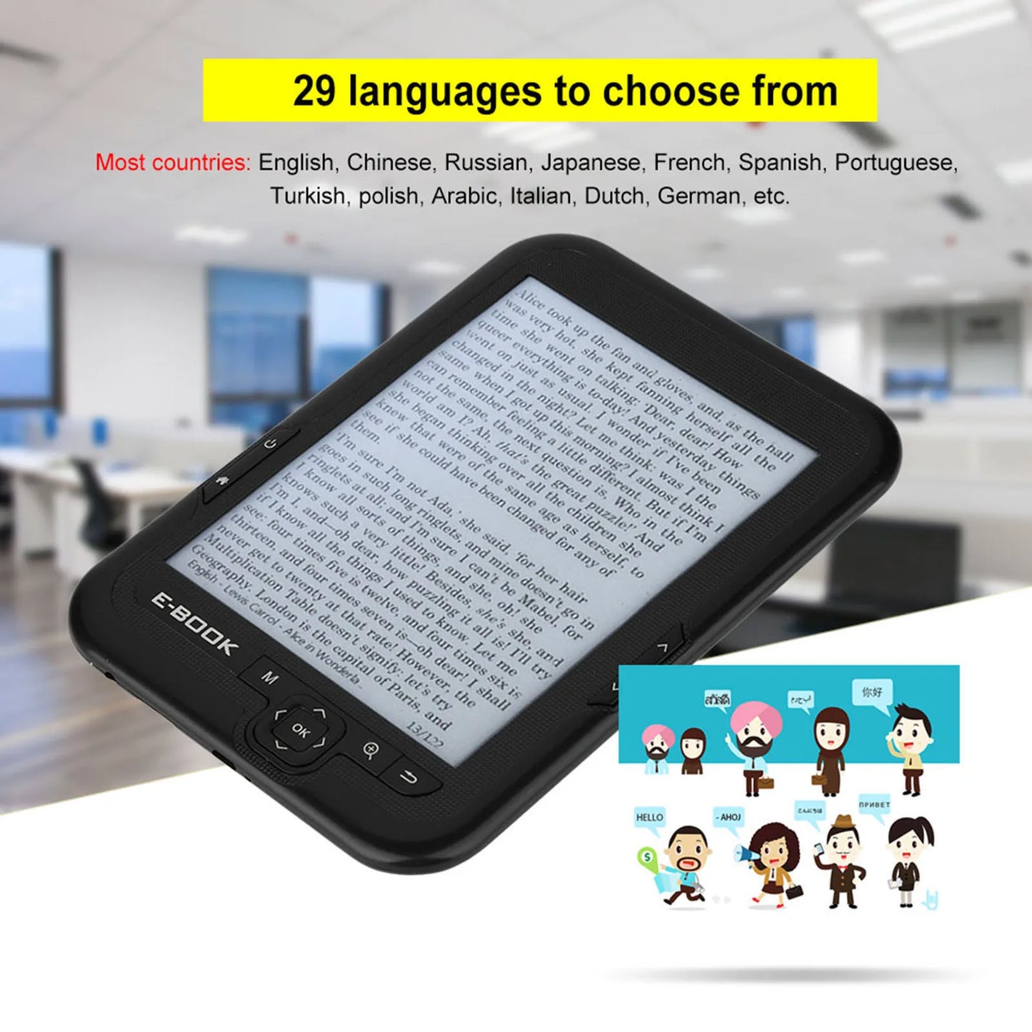 EBOOK Reader EInk 6 Inch Ereader 600 X 800 Resolution Display 300DPI Blue Cover (Black 8G)