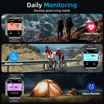 LIGE Outdoor Smart Watch For Men Women‘s Health 2.01’’ HD Screen 430mAh Battery LED Flashlight Waterproof Sports Smartwatches