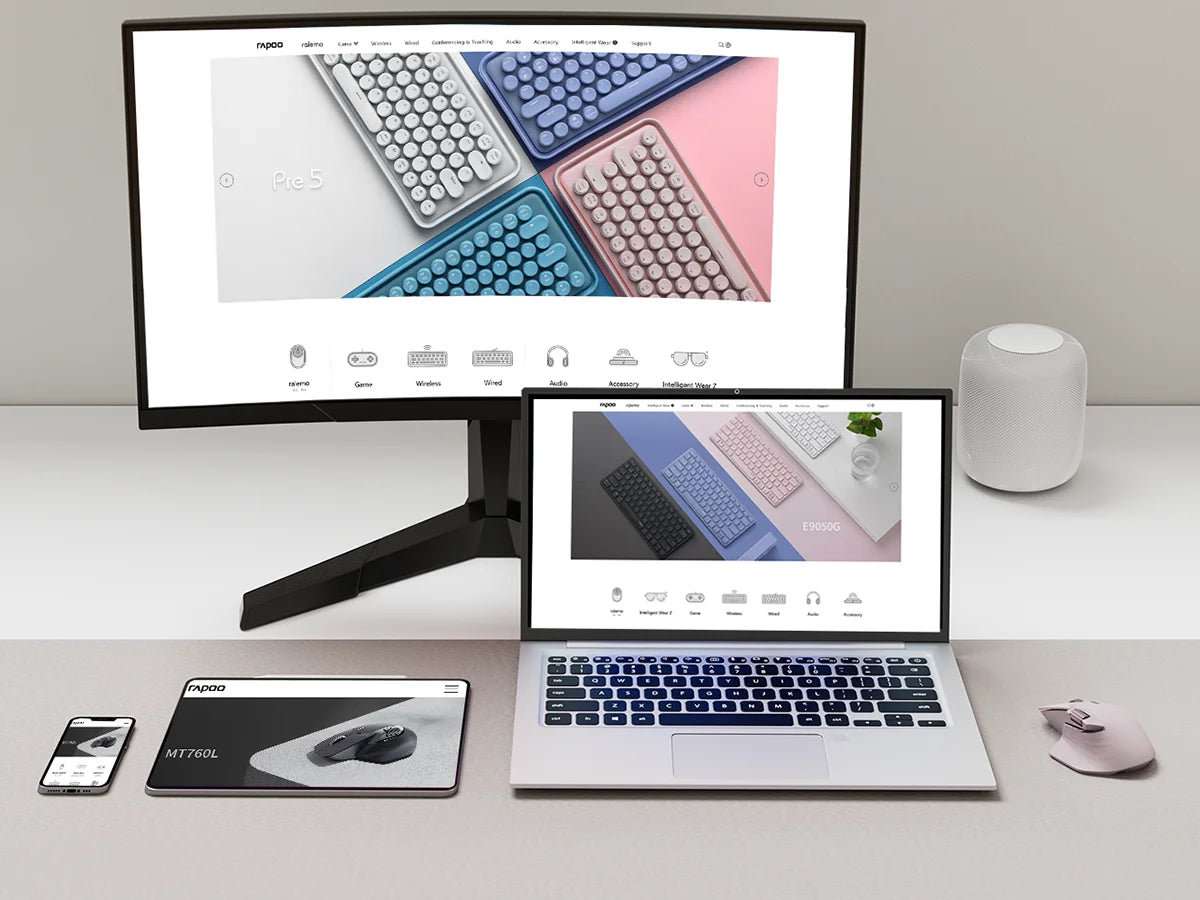 Rapoo MT760L/MT760M Multi-mode Rechargeable Wireless Mouse Ergonomic 4000 DPI Support Up to 4 Devices Bluetooth Mouse