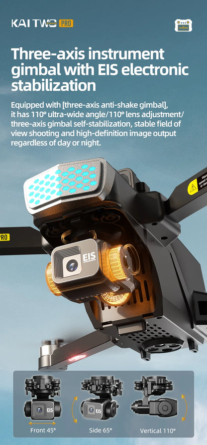 KAI TWO RC Professional Drone 8K HD Dual lens Camera 360°Obstacle avoidance Brushless With screen Three-axis aircraft Drone Toys