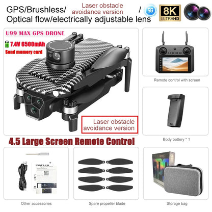 Professional GPS Drone 2025 U33 U99 with 8K Camera 360 Laser Obstacle Avoiding Touch Screen Brushless Motor FPV 5G RC Dron Toys