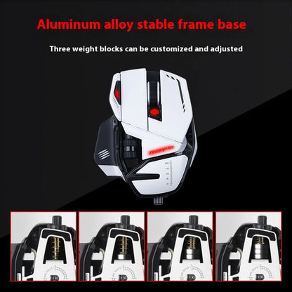 MeiJiaLion RAT6+ Wired Mechanical Gaming Mouse With Weight RGB Computer Esports Mouse Controller Black And White For Gamers