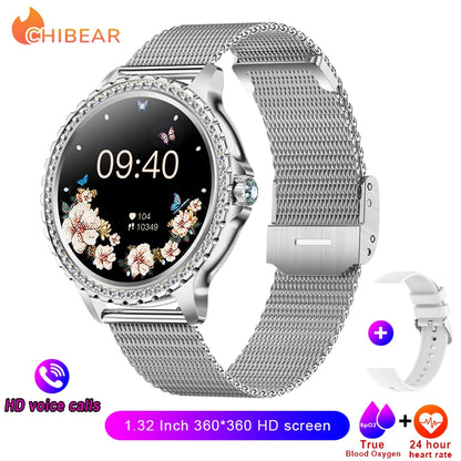 2005 New Fashion Ladies Bluetooth Call Smart Watch AMOLED HD Screen Health Monitoring Sports Diamond Smartwatch IOS Android