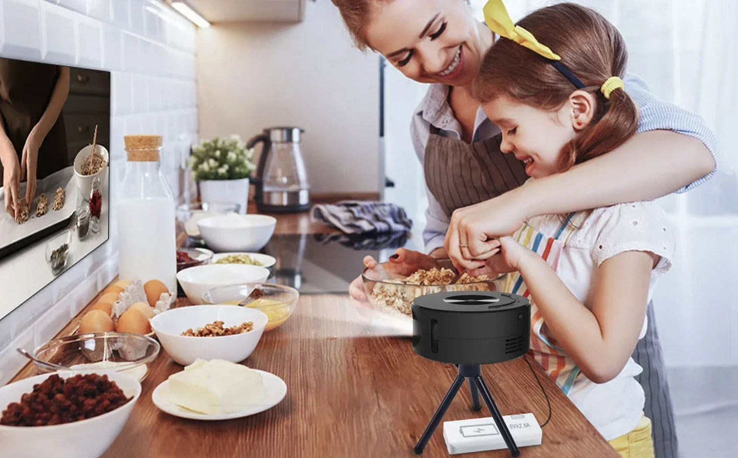 Smart Projector LED HD TV Video Projetor for 4K 1500 Lumens Android Same Screen Home Cinema Outdoor Portable Projetor