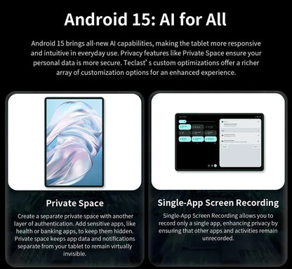 NEW Tablet Teclast T60 AI Allwinner A733 Octa-Core 12inch 2K HD TDDI Screen 6GB RAM 128GB ROM Android 15 WiFi6 8000mAh 13MP+5MP