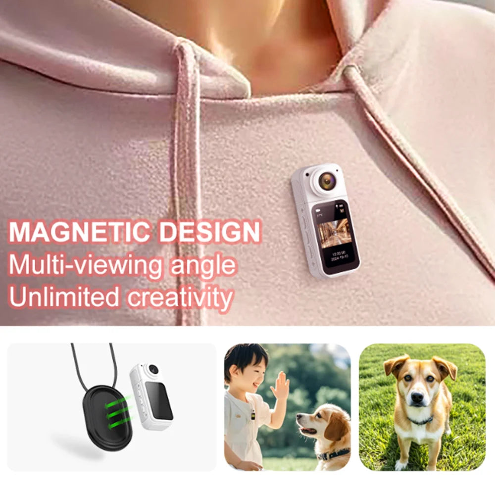 Thumb Action Camera Mini 2.7K Sport Go Pro Cameras Pocket Cam Instant 180°Angle WIFI Recorder Magnetic Attraction Bracket Camera