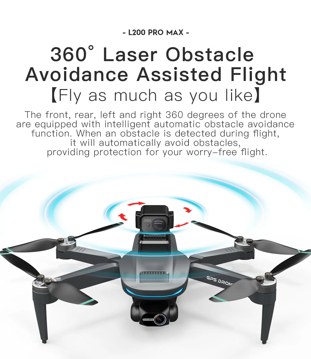 8K Professional Drone Dual Camera Obstacle Avoidance Flyer 2 Axis Gimbal Brushless Helicopter GPS RC Toys New L200 PRO MAX