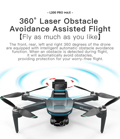 8K Professional Drone Dual Camera Obstacle Avoidance Flyer 2 Axis Gimbal Brushless Helicopter GPS RC Toys New L200 PRO MAX
