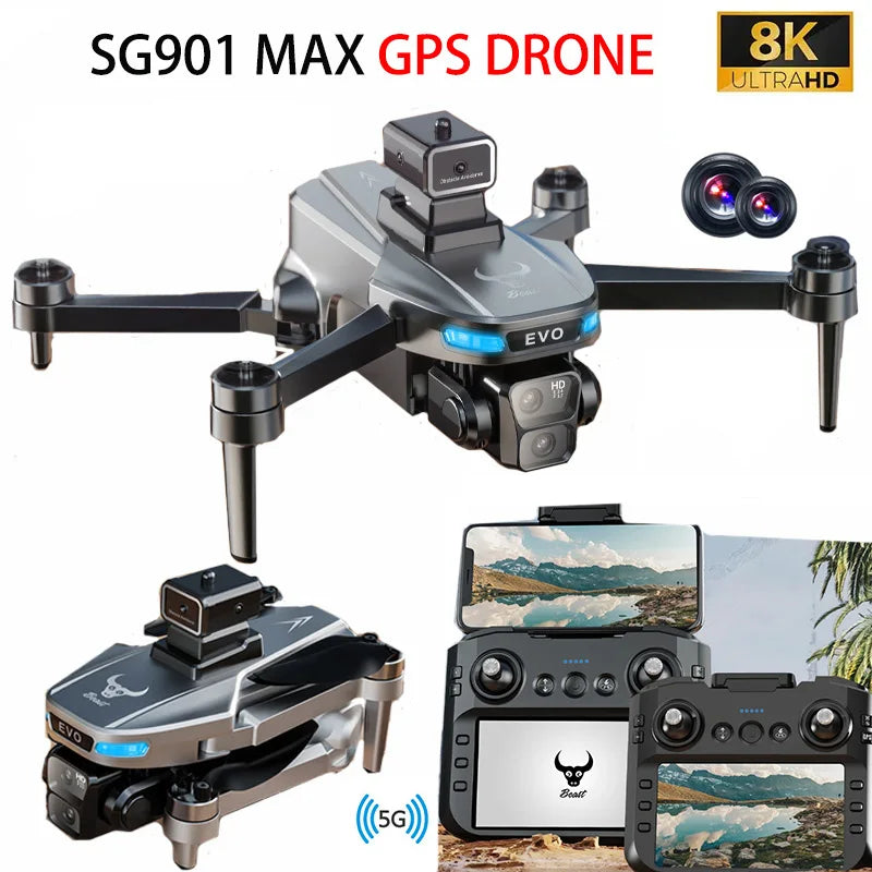 Drone 8K Professional GPS HD Camera Drones 5G WIFI FPV Video 4k UAV 5.9 inch large screen remote control RC Dron SG109 PRO MAX