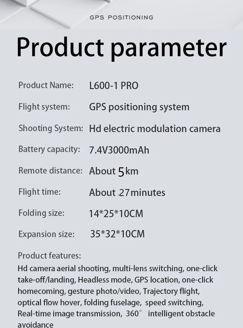 L600-1/L600 PRO MAX Remote control drone with screen Dual camera 4K Professional dron with camera GPS FPV quadcopter 3KM flight