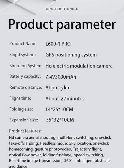 L600-1/L600 PRO MAX Remote control drone with screen Dual camera 4K Professional dron with camera GPS FPV quadcopter 3KM flight