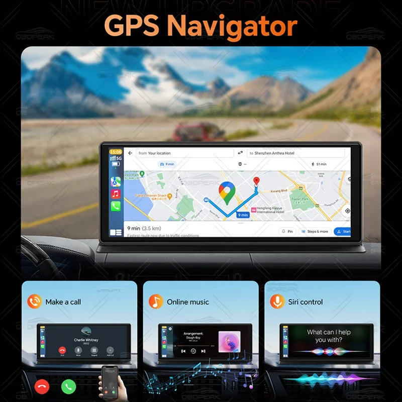 Dash Cam 5K Front Rear Car Camera Wireless CarPlay & Android Auto  WiFi GPS 11.3" Touch Screen GPS Navigation Night Vision DVR