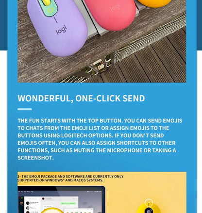 Logitech M350 POP MOUSE Wireless Bluetooth Mouse Girls Small Cute Computer iPad Office Home Notebook