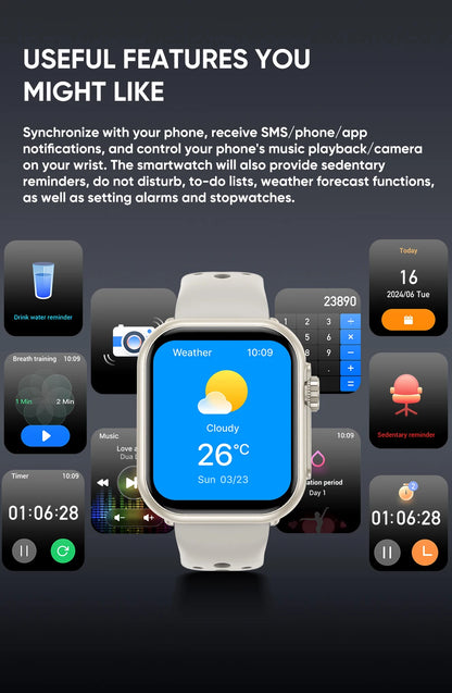 Smart Watch for Men Women, 1.85" HD Screen Fitness Tracker, 100+ Sport Modes, Heart Rate/Sleep Monitor, for Android/iPhone