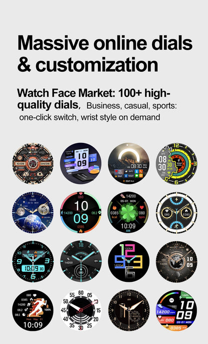 2025 New Outdoor Sports Smart Watch Men Riding Running Fitness IP68 Waterproof LED Lights Bluetooth Call Smartwatches