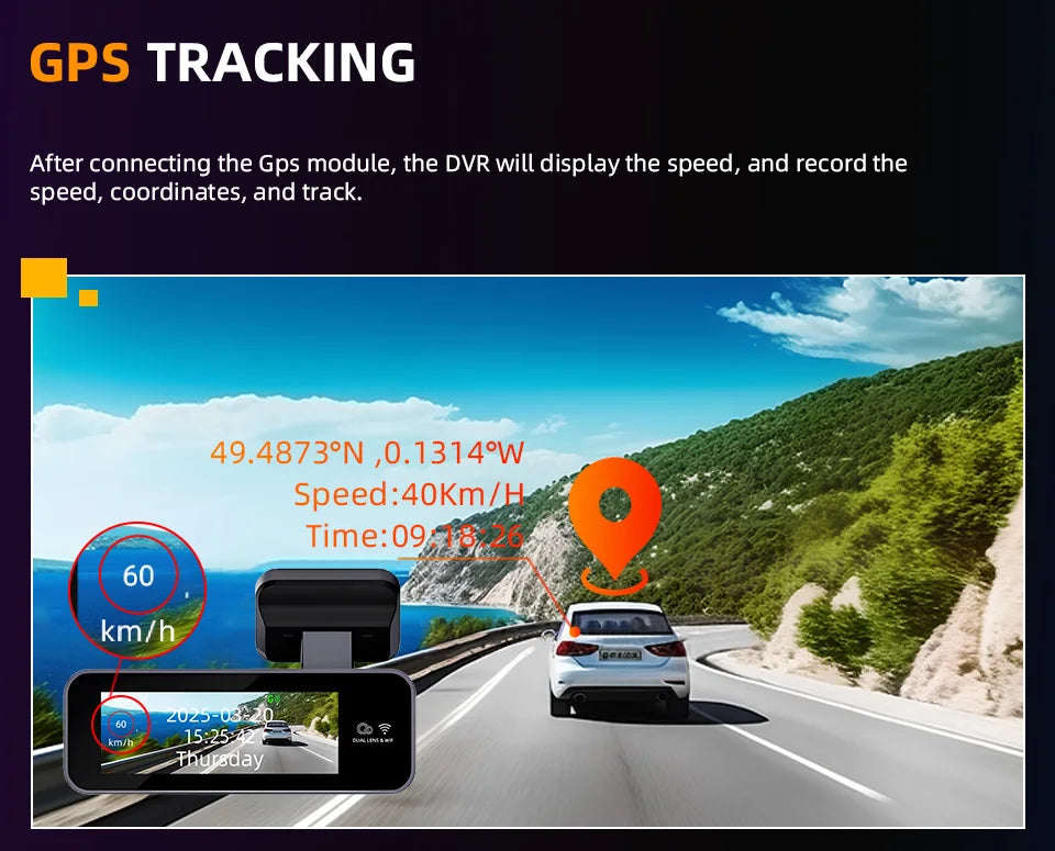 Dash Cam 4K HD Ultra Wide Angle Loop Recording Dash Cam Built-in WiFi Optional Dual Lens 24 Hours Parking Monitoring