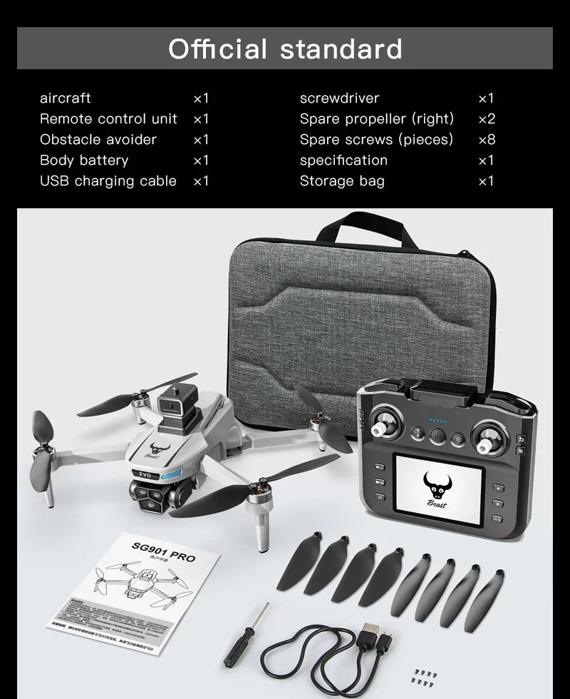 SG901MAX GPS Drone 8K Professional HD Dual Camera 5G WIFI With Screen 360°Obstacle Avoidance Brushless Foldable Quadcopter Drone