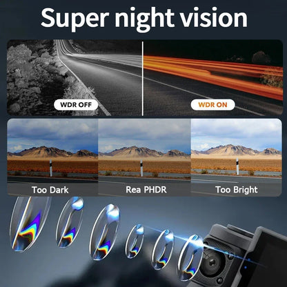 Dash Cam W/ IR Night Vision Loop Recording 3" IPS Screen 360° Rotatable 1080P 4 Camera Front/Rear/Left/Right Cars Driving DVR