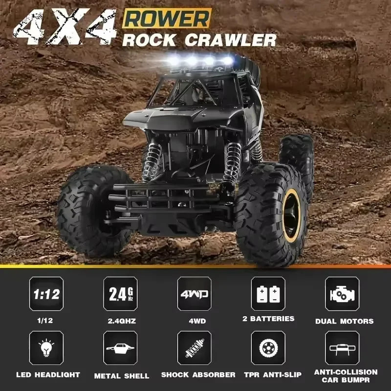 RC Off road Truck 1/12 4WD RTR Durable Beginner All Terrain RC Car High Speed 20Km/h Remote Control Monster Truck Adult Gift Toy