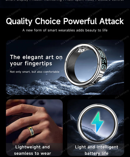 2025 Smart Ring with Display Screen and Touch, Wireless Charging, Health Manager, 5 ATM Waterproof For Men Women Rings R12 R11