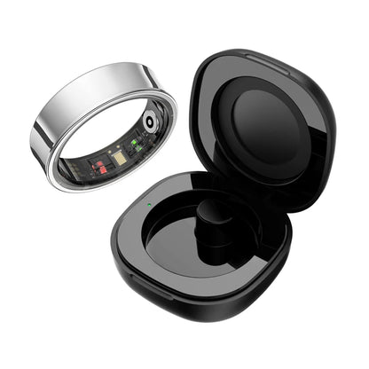 R09 Smart Ring Men Women with Charging Case,Heart Rate Blood Oxygen,Skin Temperature Monitor,5ATM Waterproof For Android iOS