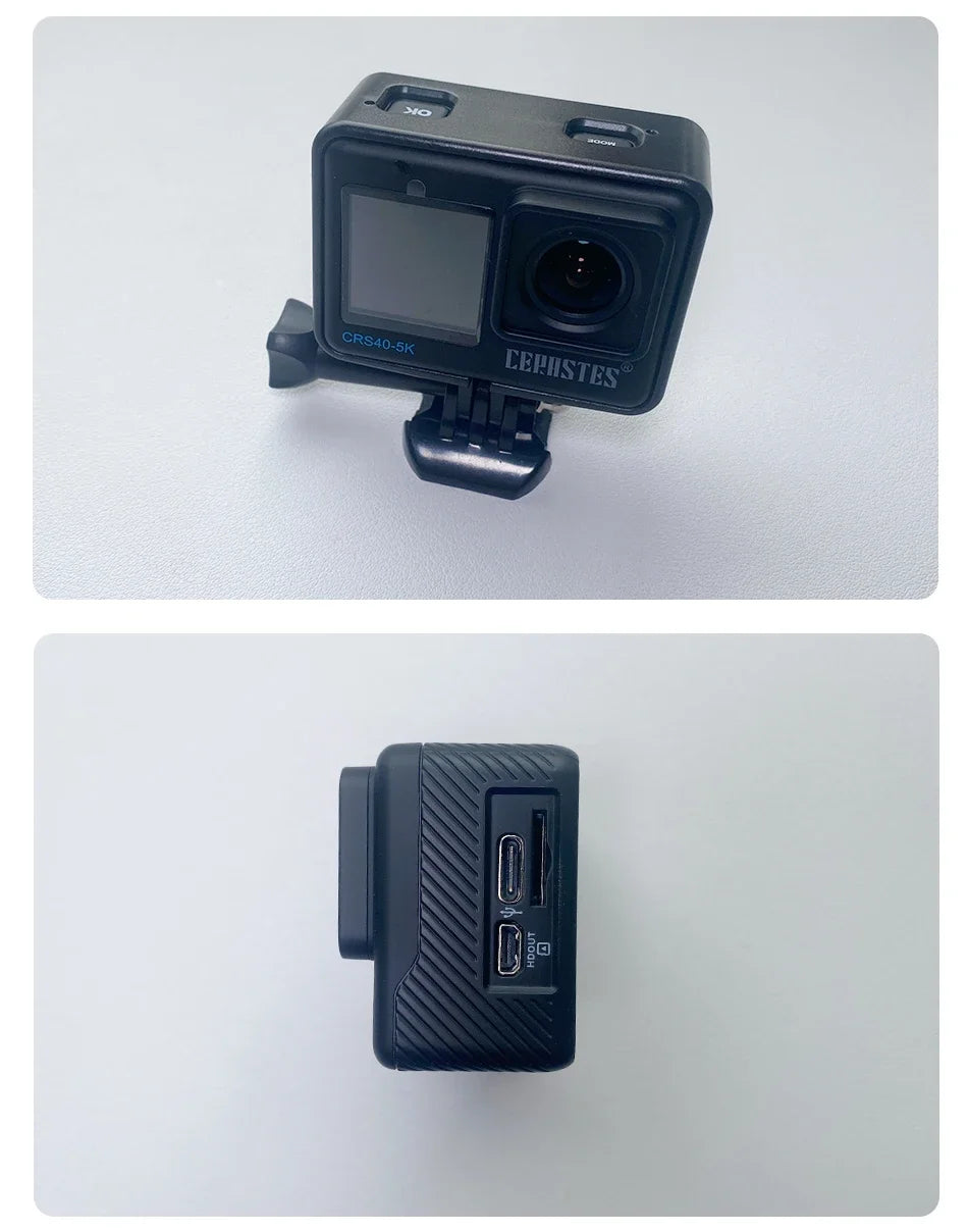 CERASTES Action Camera 5K 4K 60FPS WiFi Anti-shake Dual Screen 170° Wide Angle 30m Waterproof Sport Camera with Remote Control