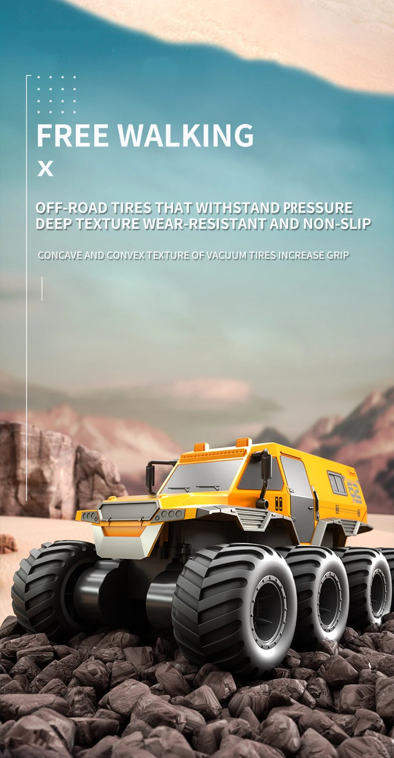  JJRC Q137 8x8 2.4G Remote Control Car 8wd Off-road Amphibious Stunt Vehicle 8-Wheel Speed Racing Truck Waterproof Crawler Toys