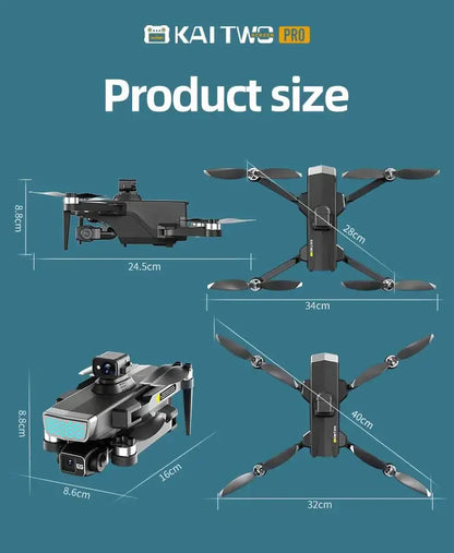 Professional 3-axis PTZ KAITWO PRO Drone 8K 5G with Screen Control 360° Laser Obstacle Avoidance Brushless Quadcopter GPS RC UAV