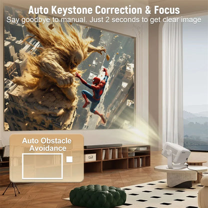 Salange 360° Projector Native 1080P 650ANSI 4K Android 11 With Auto Keystone Focus Air Mouse Wifi6 BT5.2 Portable Movie Outdoor
