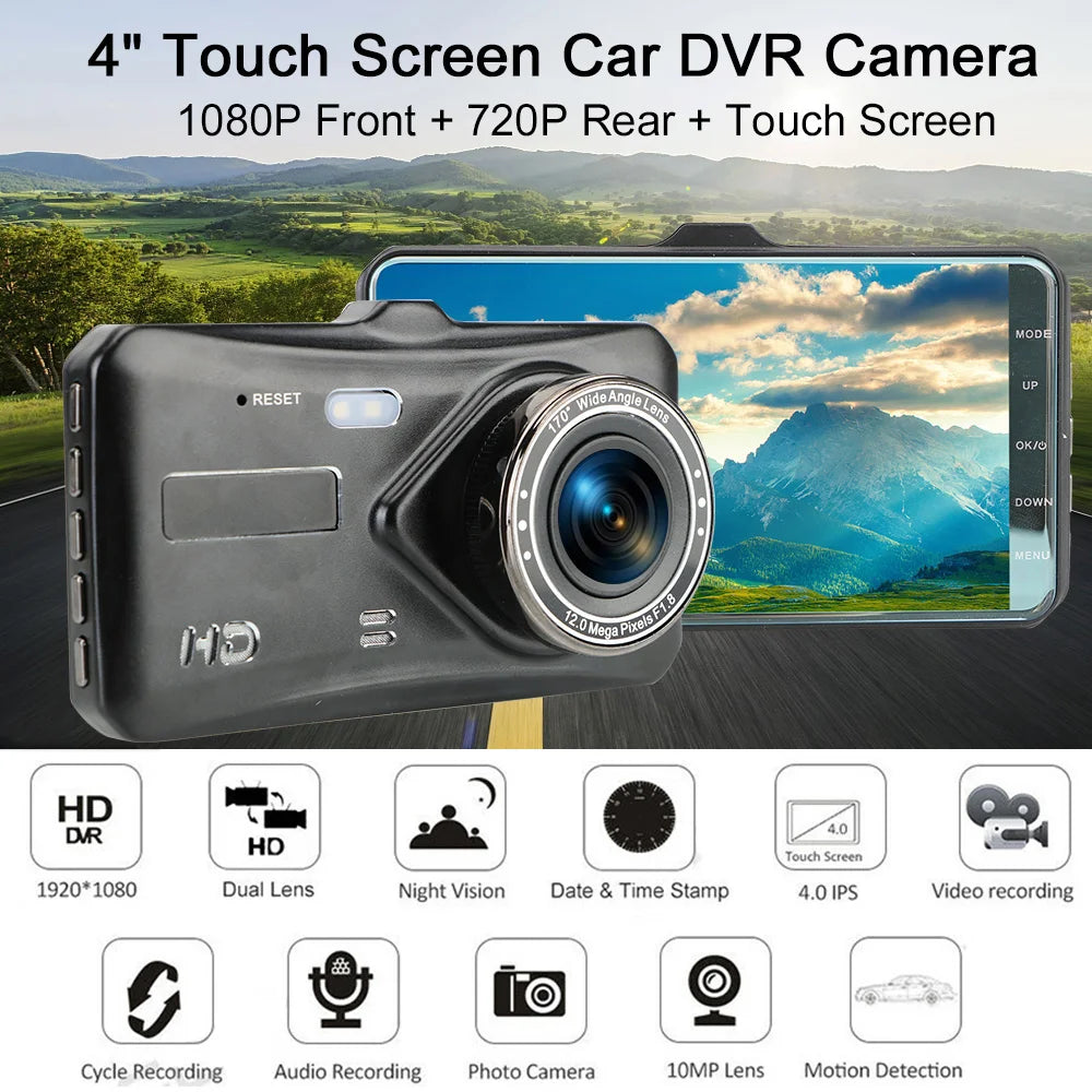Dash Cam Touch Screen 4" HD 1080P Video Recorder Camera Auto DashCam Car DVR