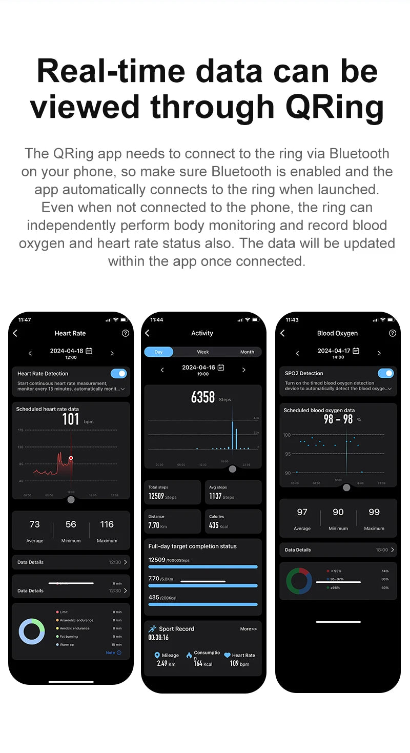 R04 Smart Ring for Men Women 5ATM Waterproof With Charging Case Health and Sleep Monitor Ring Multi-sport Mode Camera Control