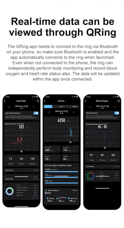 R04 Smart Ring for Men Women 5ATM Waterproof With Charging Case Health and Sleep Monitor Ring Multi-sport Mode Camera Control