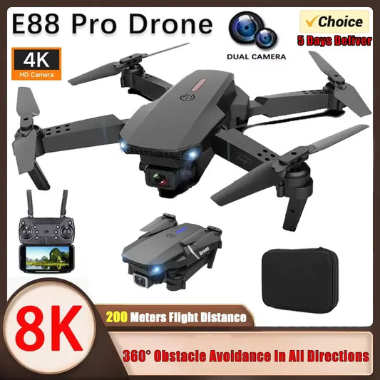 2025 E88 Professional Wide Angle RC Dron HD 4K Camera Mode Foldable Helicopter Aircraft Quadcopter Drone Kid Gift Toys ﻿