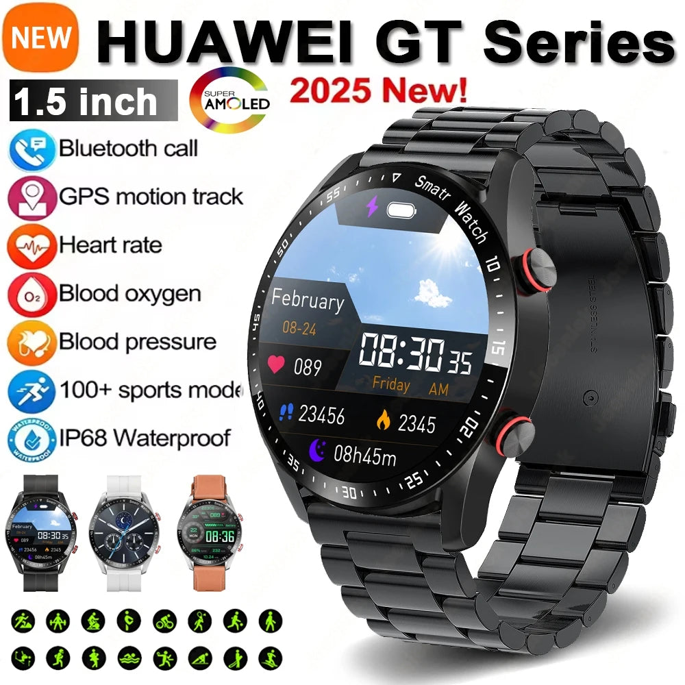 Men's Full Touch Screen Smartwatch 100+ Sport Modes Heart Rate ECG+PPG Monitoring Watch GT Series Bluetooth Call Smart Watch