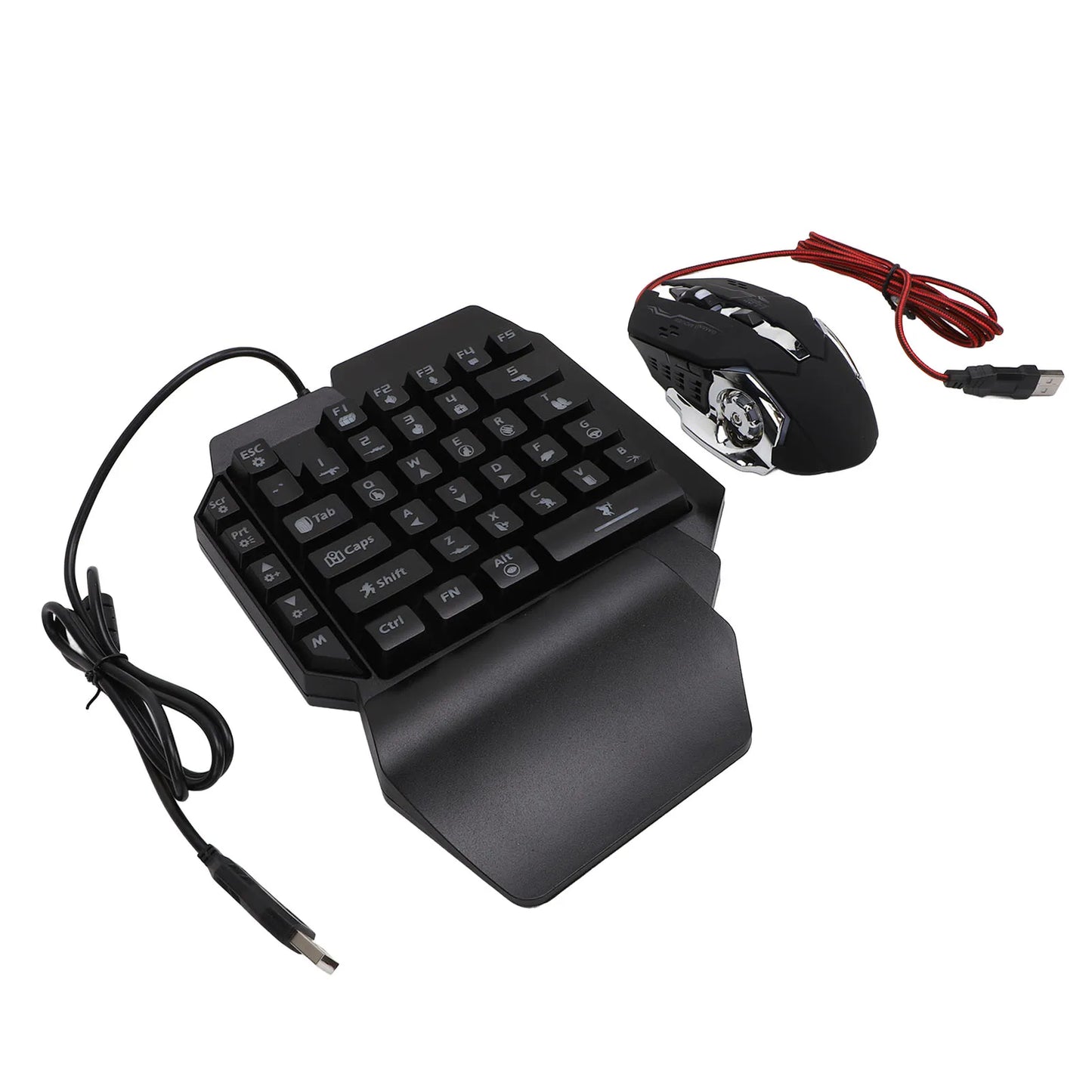 Mobile Game Combo Pack Bluetooth Connection Single Hand Keyboard Mouse Combo Responsive with Adjustable Phone Holder for Gaming