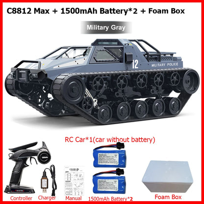 JJRC C8812 / C8812 MAX RC Car Full Scale Tracked Tank Simulation 2.4G Remote Control Car Drift LED Light Off-Road RC Toy As Gift