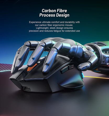 Wireless Game Mouse 12800DPI 1000Hz BT/2.4G/Wired 7 Buttons Macro Mouse for E-sports Ergonomic Design RGB Backlit