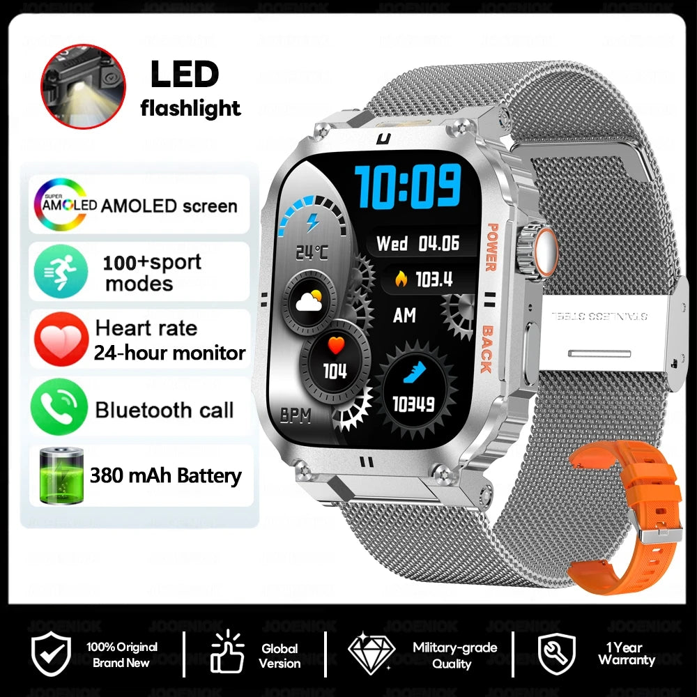 Men's Outdoor Sports Bluetooth Call Smart Watch 1.91 Inch Full Screen Touch Flashlight 110+ Sport Mode Smartwatch 2025 New