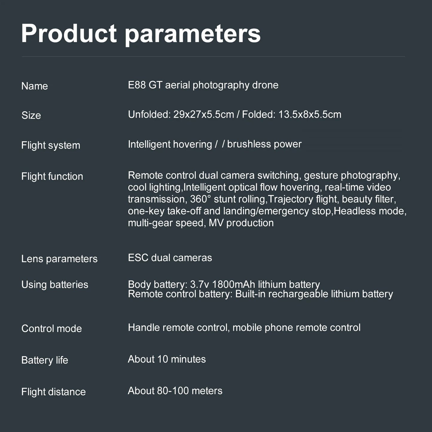 New E88GT Brushless Drone Dual HD Cameras WiFi FPV Foldable Arms Night Navigation Light Remote Control RC Quadcopter Photography