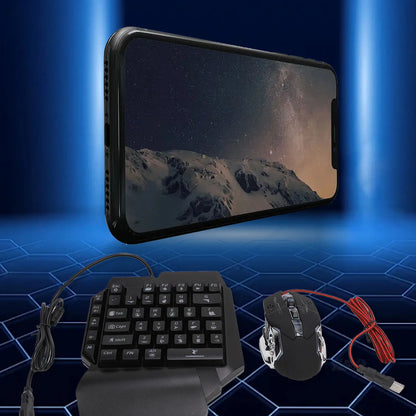 Mobile Game Combo Pack Bluetooth Connection Single Hand Keyboard Mouse Combo Responsive with Adjustable Phone Holder for Gaming