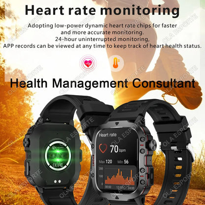 2025 New Military Smart Watch Men Outdoor 2.01" Al Voice Bluetooth Call Smartwatch Surprise Gift Outdoors For Android & IOS Male