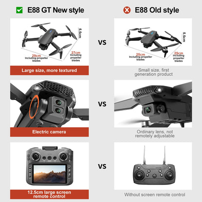 New E88GT Brushless Drone Dual HD Cameras WiFi FPV Foldable Arms Night Navigation Light Remote Control RC Quadcopter Photography